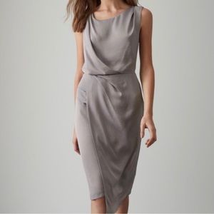 REISS Karina Criss Cross Strappy Low Back Dress Silver Cocktail Formal US 10 Ten
